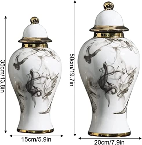 Ceramic Jars,Tea Jar,Chinese Style Storage Jars,White Ceramic Ginger Jar With Lid,Traditional Chinese Decorative Porcelain Jars Temple Jar With Lids, Flower Vases Storage Jar Decor For Living Room She #TOP6
