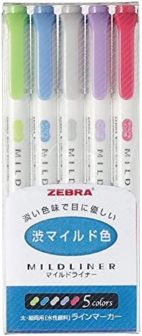 ZEBRA MILD LINER, Double Sided Highlighter Noble Color, 5 Set (WKT7-5C-NC)