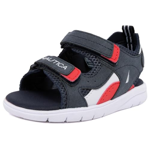 Image of Nautica Toddler Boys Sport Sandals - Lightweight Athletic Open-Toe Summer Shoes with Dual Adjustable Hook and Loop Straps for Outdoor Play, Beach, and Water