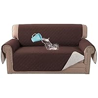BellaHills Sofa Cover 100% Waterproof Sofa Covers 2 seater Couch Covers Sofa Slipcovers with Elastic Straps Triple Non-Slip Loveseat Sofa Cover Furniture Protector for Kids (Loveseat 54\", Brown)