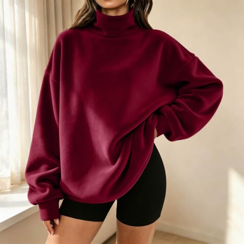 Oversized Sweatshirts for Women Mock Neck Pullover Tops Pullover Baggy - image 5