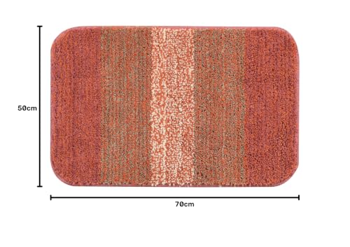 Image of Saral Home Soft Microfiber Anti-Skid Bath Mat Pack of 2 (Rust, 50X70 CM)