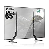 WALI Universal TV Stand 55 inch TV, TV Stand Mount for 22-65 Inch LCD Flat Screen TVs, Table Top TV Stands Holds up to 110lbs Mounting Holes up to 800 by 500mm (TVS001), Black