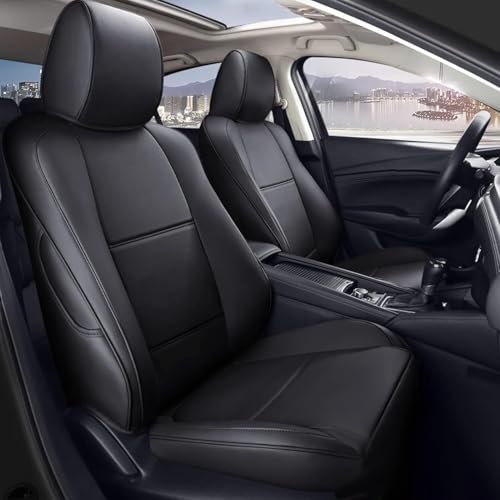 Image of AOMSAZTO Custom Fit Seat Covers for Mazda CX-30 2020 2021 2022 2023 2024 2025 CX30 Car Seat Covers Full Set Black Faux Leather Compatible Airbag（New-CX30）