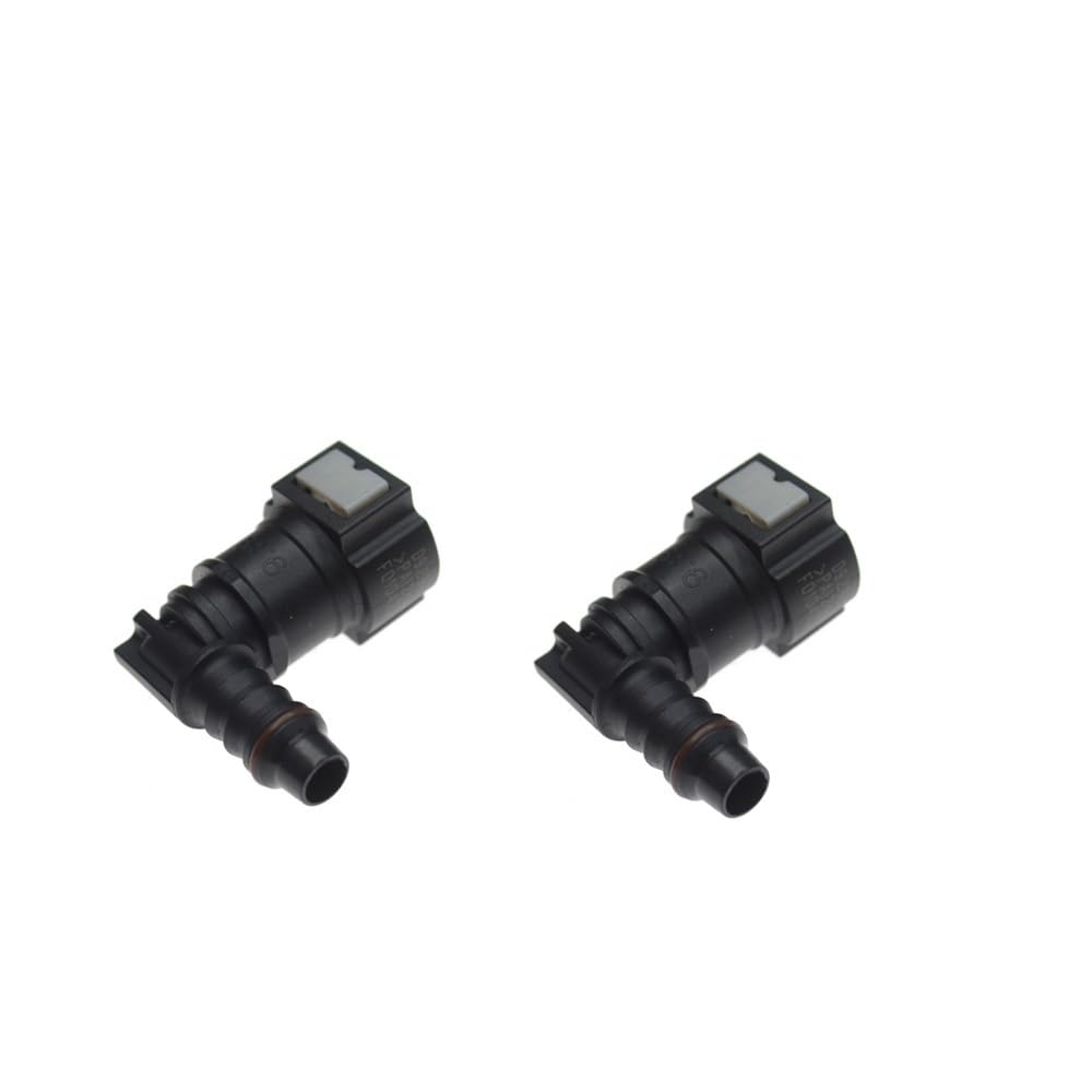 Kagouka 2 Pcs 2/5/10X Car Fuel Line Connector Hose Coupler Id8 9.89 Nylon Oil Pipe Connect Disconnect 90-Degree(2 Pcs)
