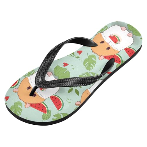 Burbuja Cartoon Hamster Enjoying Watermelon Flip Flops for Women Men, Soft Thong Sandals Rubber Slippers for Pool Beach Essentials2