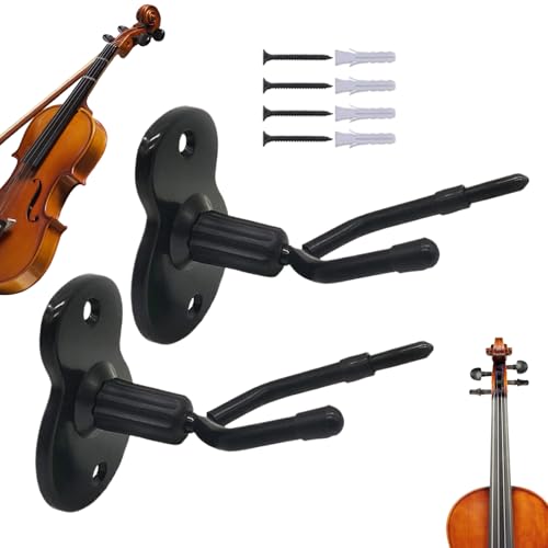 Soporte de pared para violín, 2 soportes para violín con soporte para arco, organizador de instrumentos que ahorra espacio para el hogar y el estudio, accesorios de instrumentos de cuerda