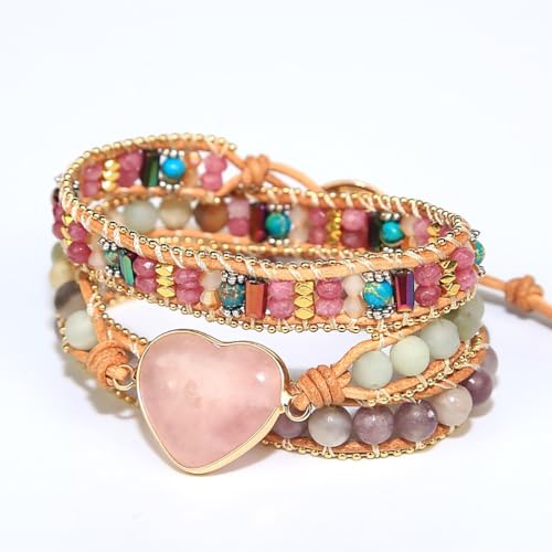Image of Boho Stone Wrap Bracelet for Women,Turquoise Beaded Bracelet Jewelry Gift