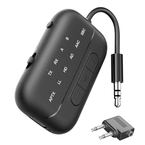 SONRU 2025 Newest Bluetooth 5.3 Transmitter & Receiver, Supports 2 Headphones Dual Connection, aptX-Low Latency Bluetooth Adapter, 3.5mm Aux Jack Audio Transmitter for TV/Plane/Travel/Gym/Car, Black SONRU 2025 Newest Bluetooth 5.3 Transmitter & Receiver, Supports 2 Headphones Dual Connection, aptX-Low Latency Bluetooth Adapter, 3.5mm Aux Jack Audio Transmitter for TV/Plane/Travel/Gym/Car, Black