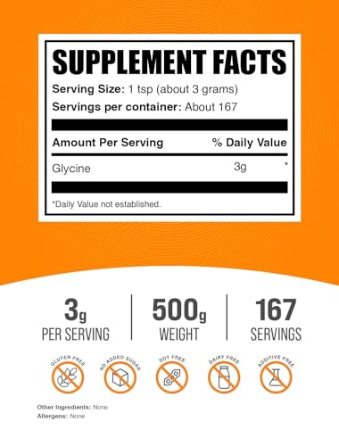 Image of BulkSupplements.com Glycine Powder - Glycine Supplements, Amino Acid Supplement - Unflavored & Gluten Free, 3g per Serving, 500g (1.1 lbs) (Pack of 1)