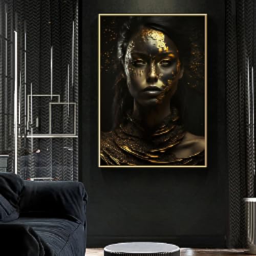 Portrait femme noire africaine dorée pour sublimer votre chambre