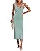 MEROKEETY Womens 2025 Summer V Neck Knit Midi Dress Bodycon Casual Sleeveless Ribbed Party Sweater Dresses,Sage,XS