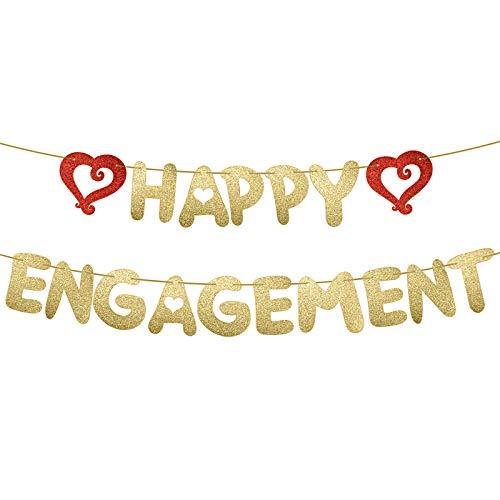 Happy Engagement slinger decoratie papier banner decoratie vrijgezellenfeest accessoires vrijgezellenfeest party (goud)