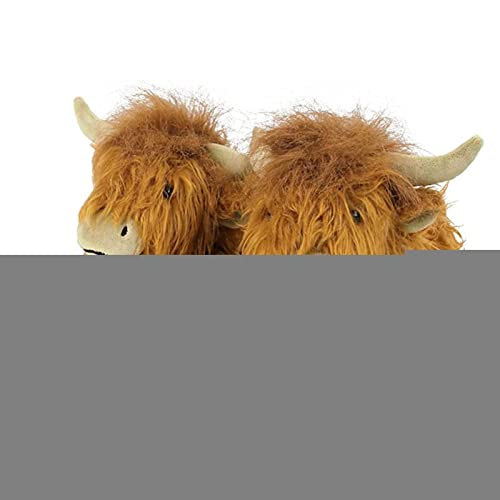 Home Shoes Unisex Hochlandkuh Hausschuhe, Stofftier Figur Spielzeug Rind Kuschel Langhaar Stier Plüschtier Für Kind
