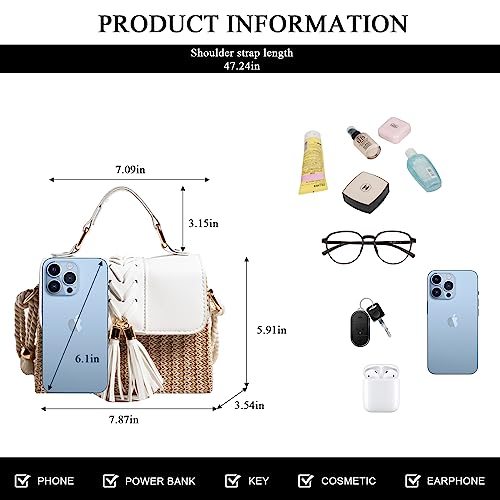 Image of Straw Crossbody Bags for Women Summer Straw Clutch Bag Woven Beach Purse Vacation Handbags | Straw
