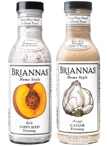 BRIANNAS Asiago Caesar & Rich Poppy Seed | Gluten-Free, No High Fructose Corn Syrup | 2 Pack (12 Fl Oz) BRIANNAS Asiago Caesar & Rich Poppy Seed | Gluten-Free, No High Fructose Corn Syrup | 2 Pack (12 Fl Oz)