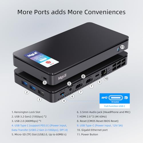 Image of MeLE Overclock4C Mini PC with Win 11 Pro N100(up to 3.4GHz,4C /4T), 32GB DDR4 512GB Micro Desktop Computer, 4K Triple Display, All-in-one USB-C, USB3.2 /WiFi /BT /Ethernet on Business Home Office