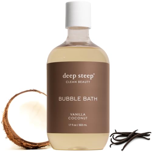Deep Steep Vanilla Coconut Bubble Bath for Women Hypoallergenic Clinically Tested Clean Formula for Sensitive Skin Sulfate-Free 17 fl oz Bottle Essential Bath Accessories