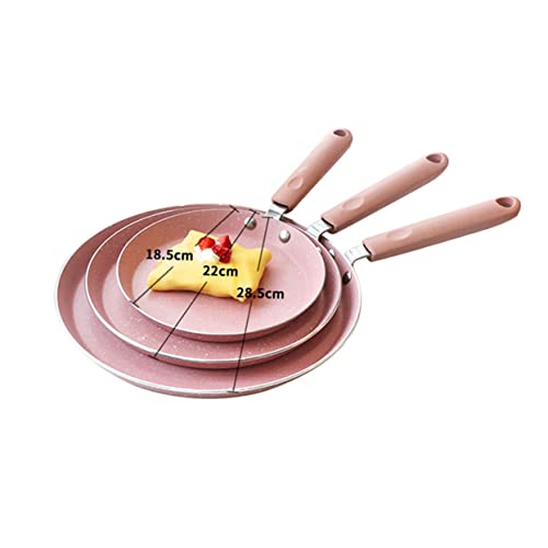 OUNONA Aluminum Nonstick Frying Pan Omelette Pancake Pan Kitchen Gadget for Home Restaurant Cooking Easy Release Flat Bottom Pink Color