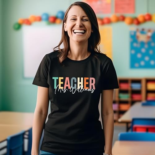 Custom Teacher Shirts Teacher Shirt Personalized Teacher Appreciation Gifts for Women and Men Back to School Tshirts Teacher Gift for Elementary Teacher Tees Multicolor2