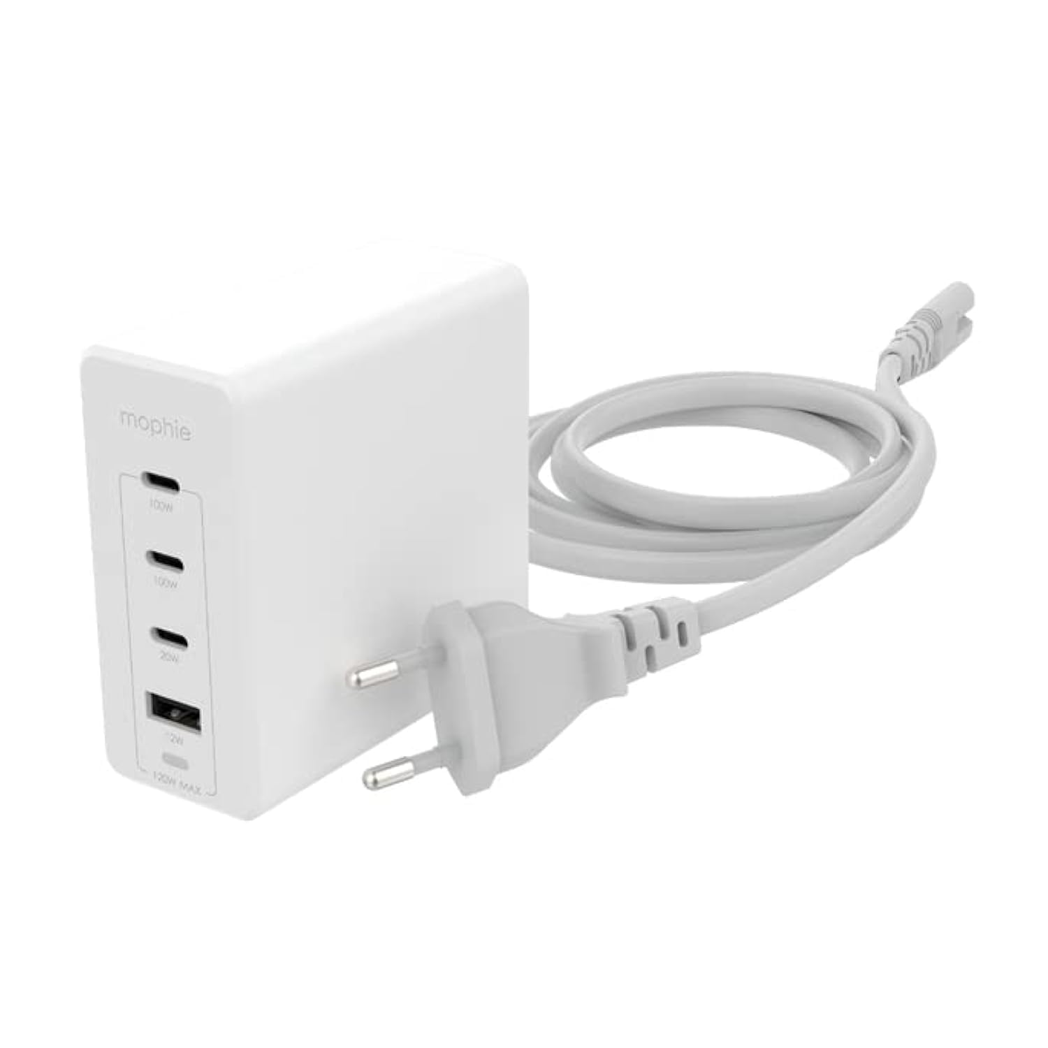 ZAGG Mophie 409909309 - Caricatore da parete USB-C Speedport 120 Watt, GaN, Fast Charging, Dual Port, Lightning Device, (bianco, adattatore UE)