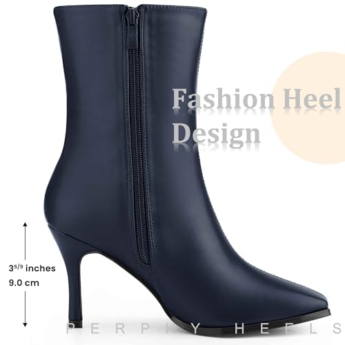 Perphy Square Toe Side Zip Stiletto High Heel Ankle Boots for Women2