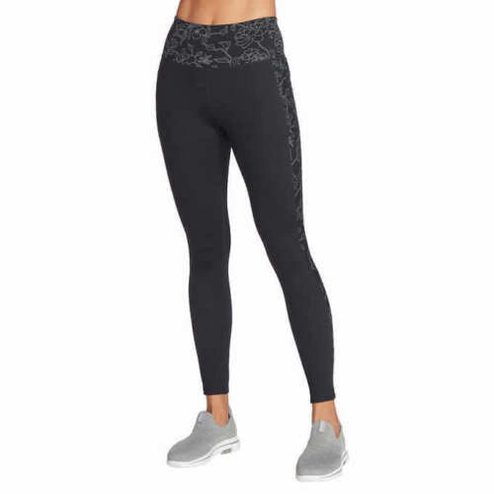 SkechersLadies Gowalk High Waist Legging 4-Way Stretch (Medium, Black Bloom Outlines Print)