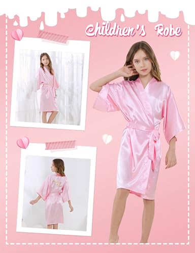 10 Pcs Flower Girl Robe Set Flower Girl Robes Slippers Canvas Bag Hairbands Hair Ties for Spa Birthday Wedding Party2