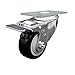 Stainless Steel Polyurethane Swivel Top Plate Caster w/3" x 1.25" Black Wheel & Total Locking Brake - 300 lbs Capacity/Caster - Service Caster Brand