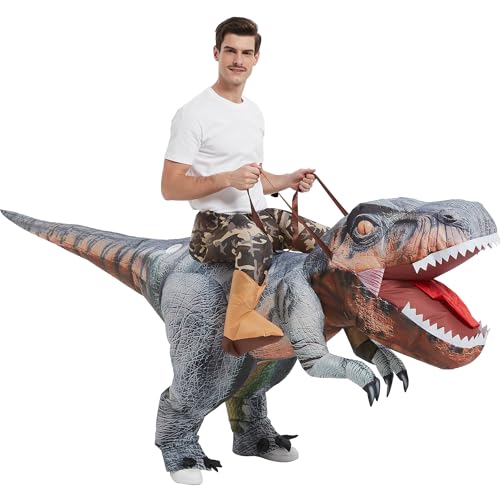 One Casa Halloween Inflatable Dinosaur Costume Adult Blow Up T Rex Suit Men Women (72INCH)