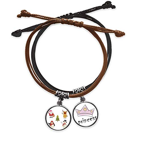 Muñeco de nieve pulsera cuero de estilo princesa con acabados finos de invierno