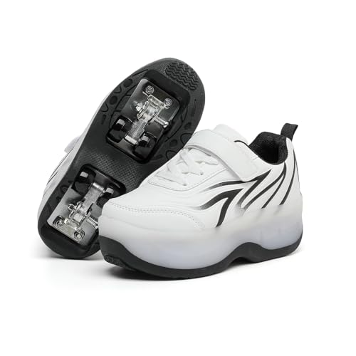 peggy piggy Kids Roller Shoes Boys Girls Wheel Shoes Fashion Skates Sneakers for Children(PP2502-black-36)