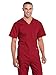 Men Scrubs Set Workwear Professionals WW695 V-Neck Top & WW190S Tapered Leg Fly Front Cargo Pant, Red- S Top/S Short Pant