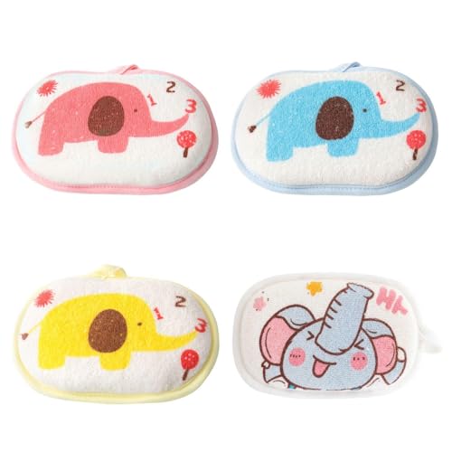 Pack De 4 Toallas De Baño Con Estampado De Elefante, Toallas De Baño De Esponja, Toallas De Baño Para Niños, Productos De Baño Para Niños, Toallas De Baño Suaves