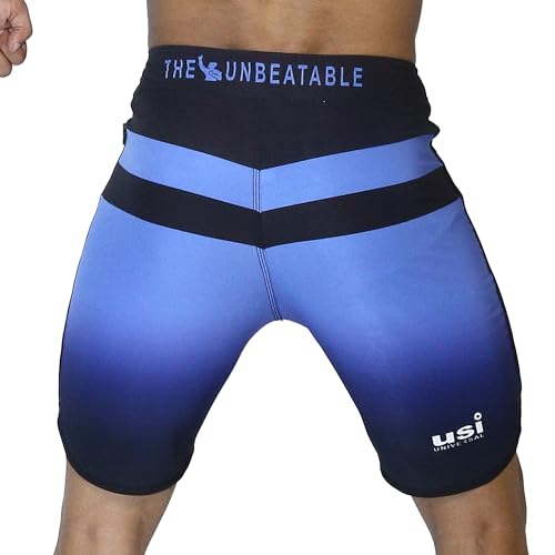 Image of USI Universal 411PT Shorts for Men, Triangle Physique Board Short for Fitness, Polyester Elastane Construction, Hook Loop Fly (Medium, Blue)