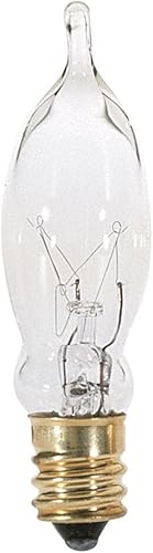 Satco S3241, punta de giro CAND CLR de 7 1/2 W, incandescente CA5 de 7.5 vatios; transparente; 1500 horas nominales promedio; 40 lúmenes; base de