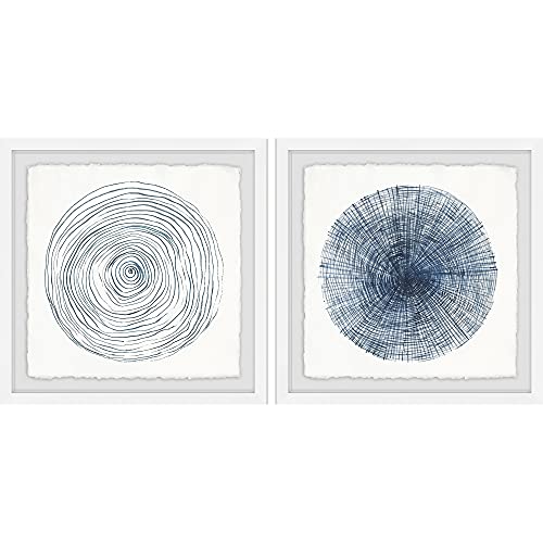 Marmont Hill - Handmade Circle Lines Diptych - Multi-Color 36 x 18