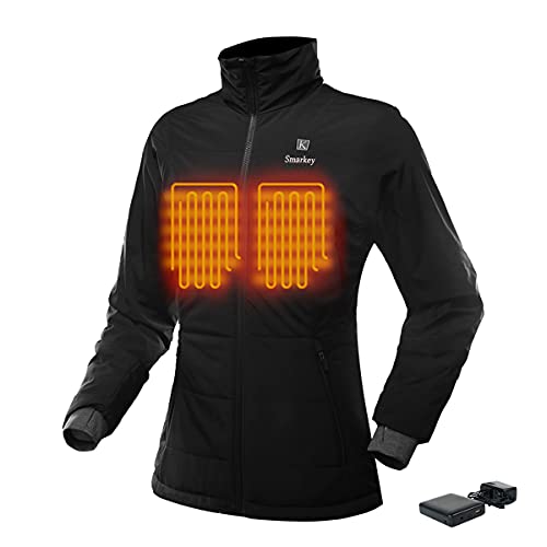 Smarkey 7.4v Women's Heated Jacket Winter Outdoor Coat With Battery and Charger (L, 1pcs 4400mAh Battery)