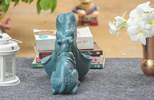 Image of Resin Big Mouth Hippopotamus Showpiece As Storage Hippo Animal Statue Home Interior Decor (27.5X15X20 cm, Blue)