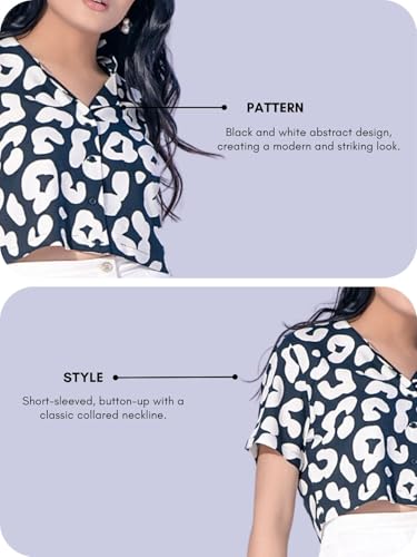 Image of GRECIILOOKS Shirt for Women`s |Korean Casual Short Sleeve Loose Fit Top for Women | Comfortable Rich Summer and Vacation Outfits | Oversized Fit Womens Shirt