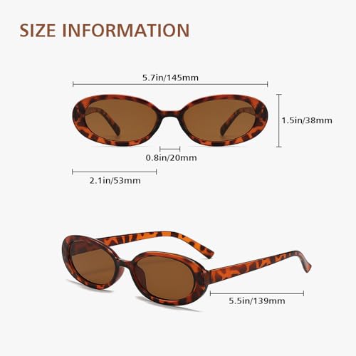 1 Pack Retro Oval Sunglasses for Women Men, Fashion Small Oval Sunglasses Vintage Lightweight Narrow Shades Sun Glasses3