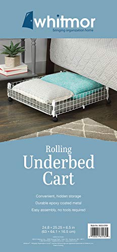 Whitmor-Rolling-White-Wire-Underbed-Cart