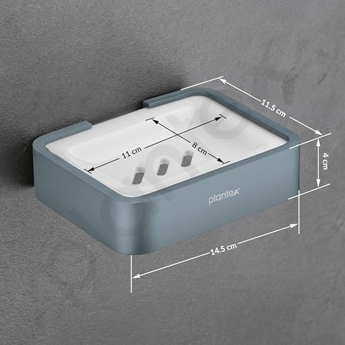 Image of Plantex Aluminium and Acrylic Soap Case /Soap Holder for Bathroom /Soap Stand /Bathroom Accessories - (Grey and Milky White)