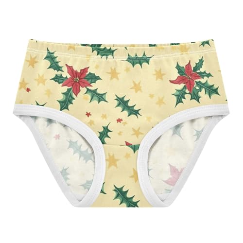 Girls' Hipster Panties Briefs Underwear for Girls Poinsettia Pattern Yellow Background