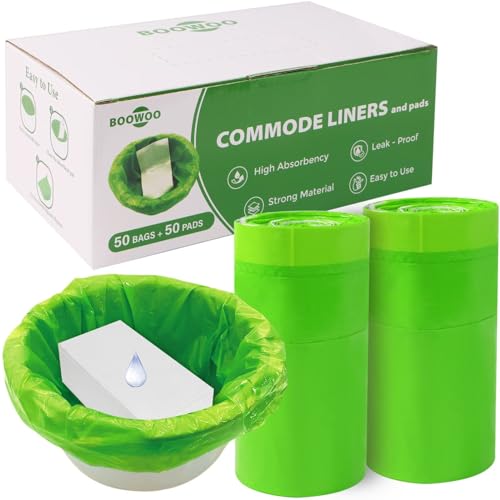 BOOWOO Bedside Commode Liners with Absorbent Pads