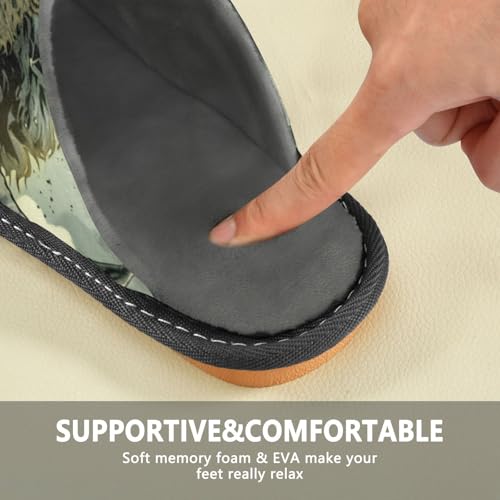 Slippers for Women Bison in Field with Flowers Soft Fuzzy Women's Slippers Indoor and Outdoor Shoes4