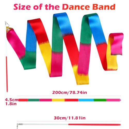 Mr Rex 10 Stück Mehrfarbig Gymnastikband Tanzband Schwungband mit Stab Kinder Mädchen, Karneval Zirkus Spielzeug für Kinder Draußen Geschenke Kindergeburtstag Mitgebsel