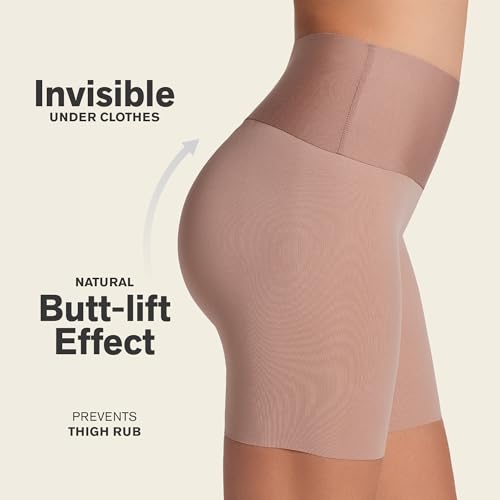 Image of Leonisa Stay-in-Place Seamless Shorts for Women - High Waisted Shapewear Tummy Control