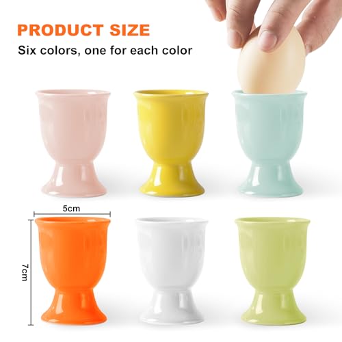 BEKKLPOU 6 Eierbecher Set, Porzellan Eierbecher Eierhalter Geschirr Frühstück Eierhalter Farbe Porzellan Eierständer Niedliches Eierbecher Set Eierbecher Halter, Für Küche Haus Restaurant – Bild 8