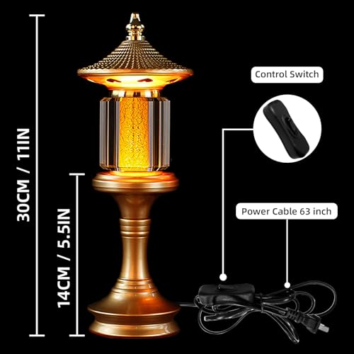 Image of Lotus Flower Lamp Palace Crystal 7 Color LED Buddhist Meditation (10in) | Soft Lighting;Multi-scene Decor;Alloy Glass;Dual Function;Zen Symbol